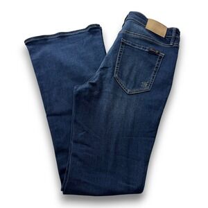 Seven7 Womens High Rise Flare Jeans Blue Medium Dark Wash Size 8 Stretch Denim